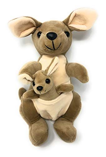 14" Kangaroo Stuffed Animals | Plush Animal Kangaroos Soft Kids Toy| Momma & Baby Animals Joey | 2 Stuffed Toy Animals