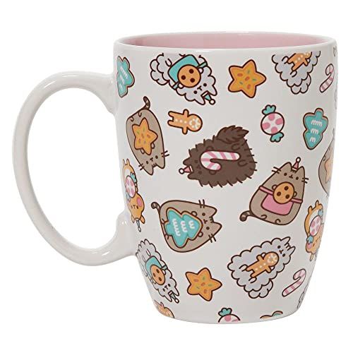 Enesco Pusheen The Cat Christmas Cookies and Friends Pattern Coffee Mug, 16 Ounce, Multicolor