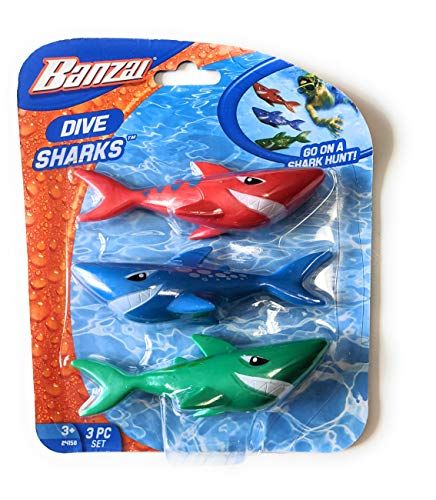 Funstuff 3pc Dive Sharks Pool Toy | Shark Pool Toys | Underwater Torpedo | Great Watertoy for Kids